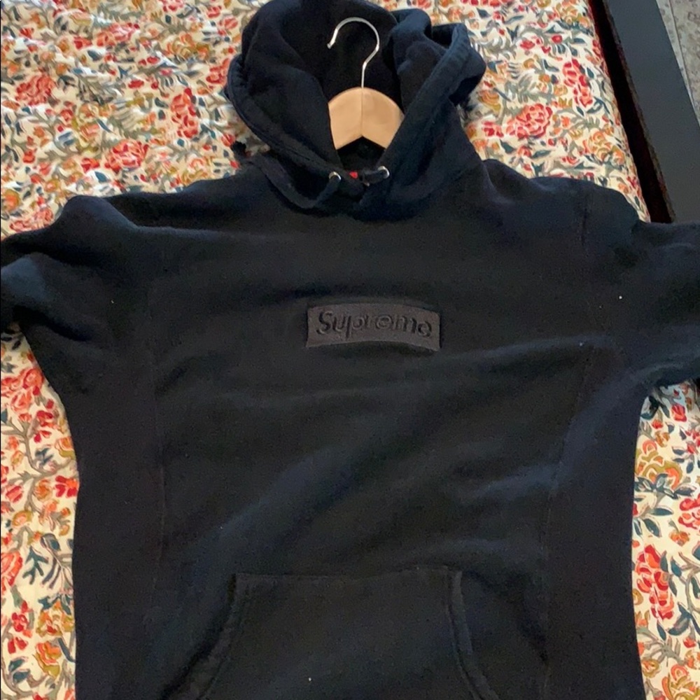 Supreme Tonal Black box logo hoodie - large